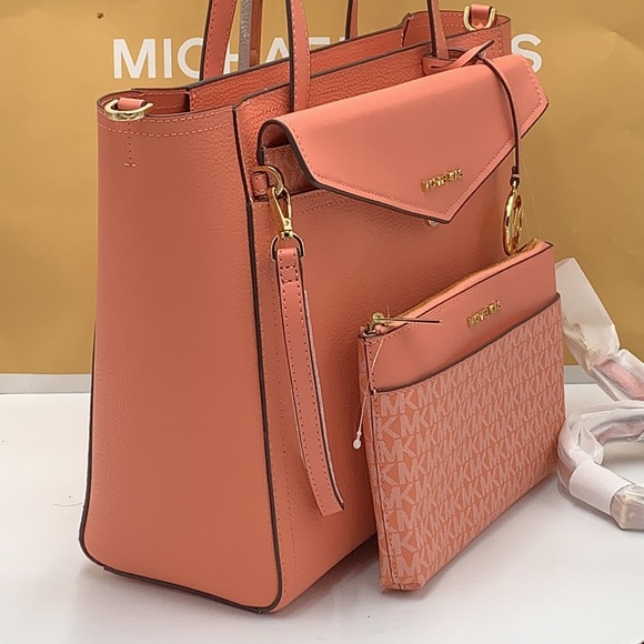 MICHAEL KORS 
Maisie Large Pebbled Leather 3-in-1 Tote Bag SHERBERT SIGN… - Picture 4 of 16